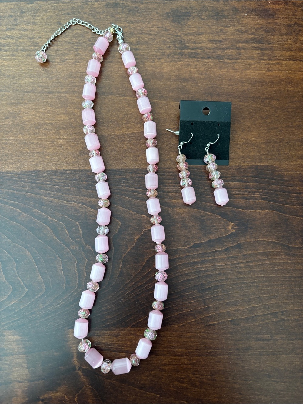 Pink necklace & earings set